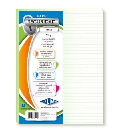 PAPEL SEGURIDAD JLM CARTA 44K VERDE