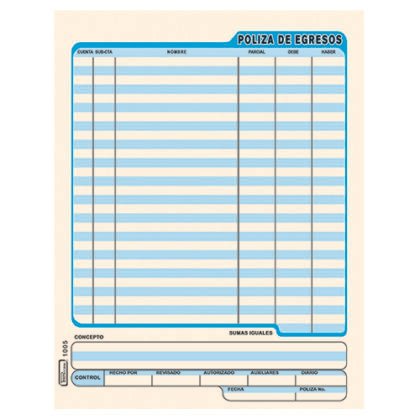 BLOCK POLIZA EGRESOS PRINTAFORM T.CARTA 50 H