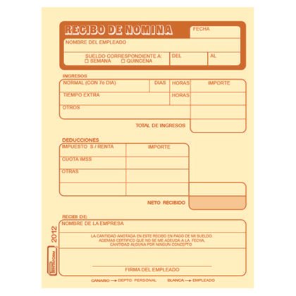 BLOCK RECIBO NOMINA PRINTAFORM 1/4 CTA 25J