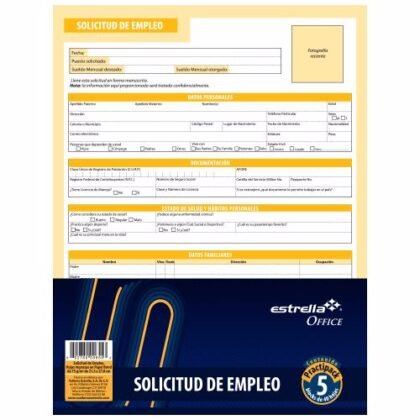 BLOCK SOLICITUD EMPLEO ESTRELLA TAMAÑO CARTA 40H
