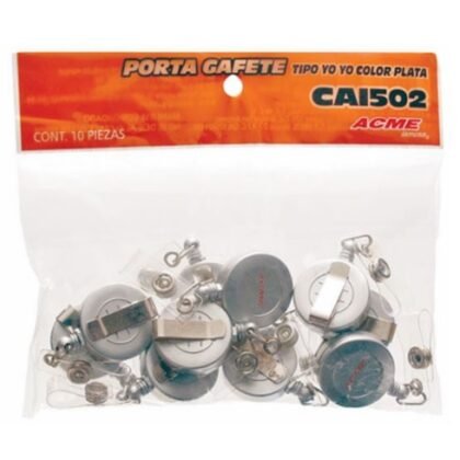 BROCHE PARA GAFETE BARRILITO PLATA RETRACTILTIL