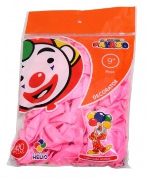 GLOBOS NO.9 PAYASO COLOR ROSA 100PZ