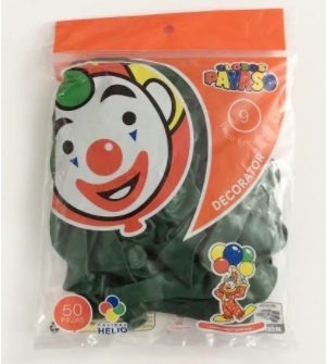 GLOBOS NO.9 PAYASO COLOR VERDE B 100PZ