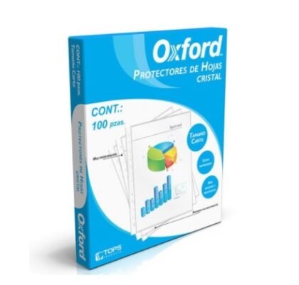 PROTECTOR HOJAS OXFORD TAMAÑO CARTA CRISTAL PAQUETE CON 100