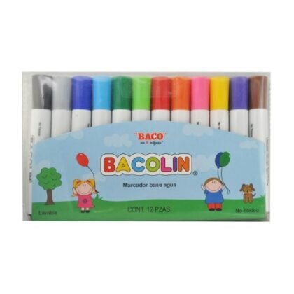 PLUMÓN BACO AGUA BACOLIN CON 12 COLORES