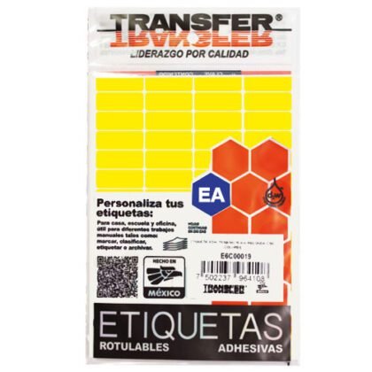 ETIQUETA TRANSFER B NO.4 AMARILLO 8X20 CON 882