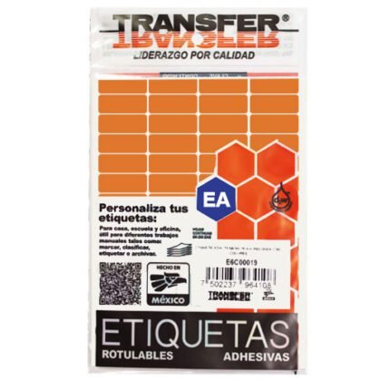 ETIQUETA TRANSFER B NO.4 NARANJA 8X20 CON 882