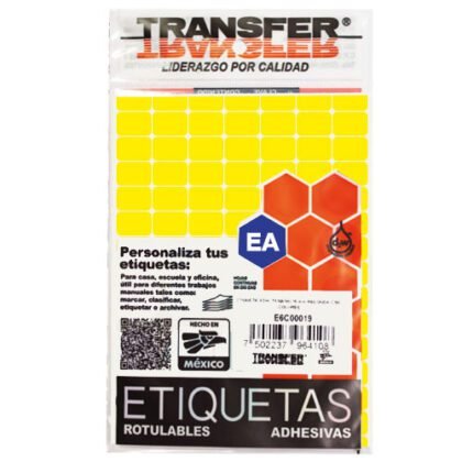 ETIQUETA TRANSFER B NO.1 AMARILLO 9X13 CON 1260