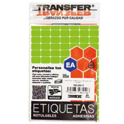 ETIQUETA TRANSFER B NO.1 VERDE 9X13 CON 1260