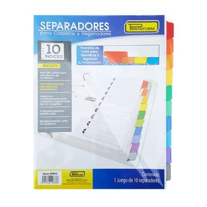 SEPARADOR PRINTAFORM 10 DIVISIONES S/NUM