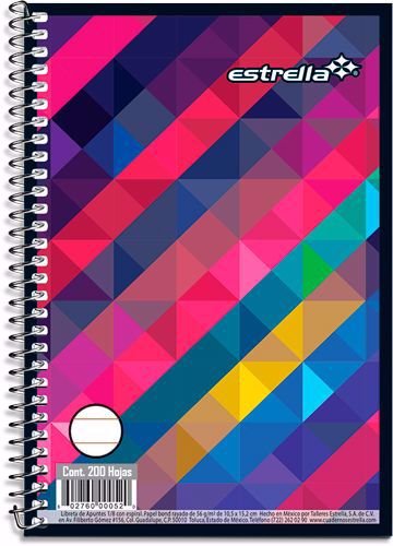 LIBRETA 1/8 ESTRELLA CON ESPIRAL 200 HOJAS