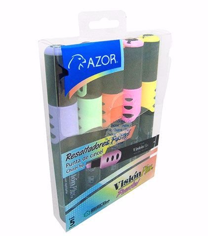 RESALTADOR VISION PLUS AZOR PASTEL CON 5 PZ