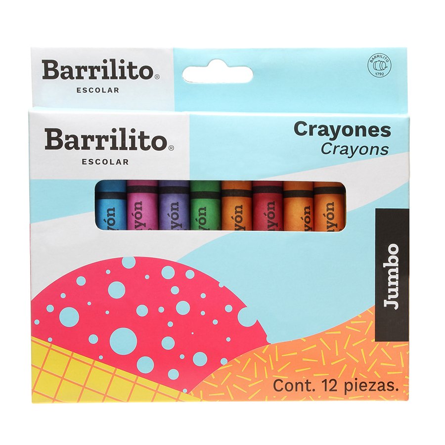 CRAYONES BARRILITO REDONDOS JUMBO CON 12 PZS
