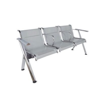 BANCA 3 PLAZAS STEEL CROMADA CON B GRIS