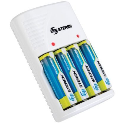 CARGADOR PILA STEREN AA/AAA/9V CON 4 AA