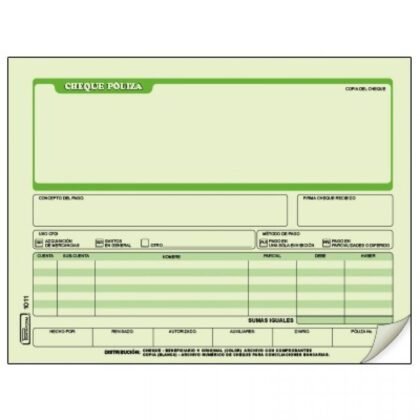 BLOCK CHEQUE POLIZA PRINTAFORM 1/2 OFI 25 J