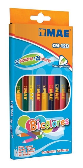 LÁPICES COLORES MAE BICOLOR TRIAN 12=24