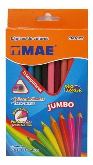 LÁPICES COLORES MAE TRIANGULARES JUMBO CON 12
