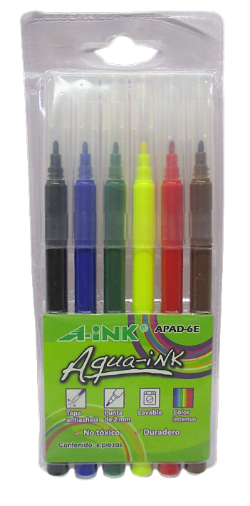 PLUMÍN MAE A-INK AQUA-INK EST CON 6 COLORES