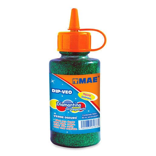 DIAMANTINA CON PEGAMENTO MAE 60ML VERDE O