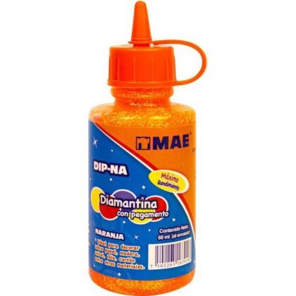 DIAMANTINA CON PEGAMENTO MAE 60ML NARANJA