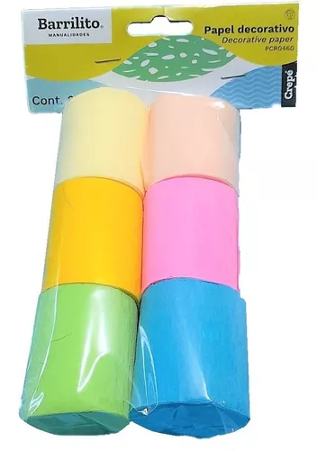 PAPEL CREPE DECO BARRILITO MIX 1 CON 6