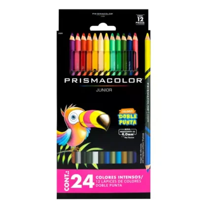 COLORES PRISMACOLOR JUNIOR DOBLE PUNTA CON 12 LÁPICES, 24 COLORES