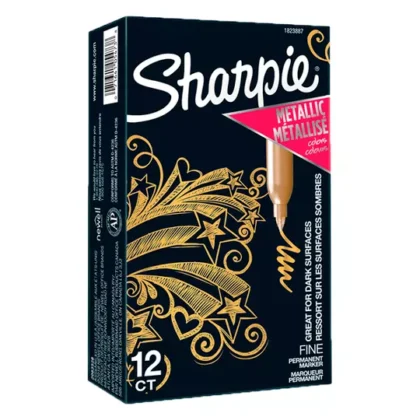 MARCADOR PERMANENTE BEROL SHARPIE PUNTO FINO DORADO CAJA CON 12 PIEZAS
