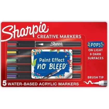 MARCADOR CREATIVO BEROL SHARPIE ACRÍLICOARPIE CON 5 PIEZAS PUNTA TIPO PINCEL COLORES SURTIDOS