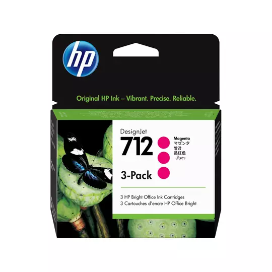 CARTUCHO DE TINTA HP DESIGNJET MAGENTA 712 PACK DE 3PZ, 3ED78A