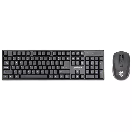 KIT MANHATTAN DE TECLADO Y MOUSE INALÁMBRICO NEGRO TECLADO EN INGLÉS