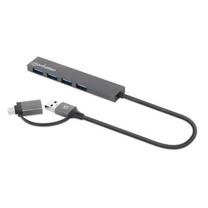 HUB MANHATTAN CON CONECTOR DE USB-A A USB-C CON 4 PUERTOS USB A 3.2