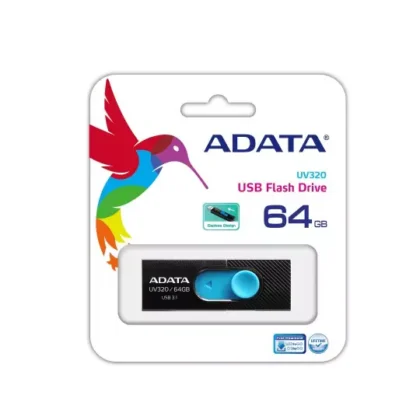 MEMORIA USB ADATA UV320, 64GB, USB 3.NEGRO/AZUL