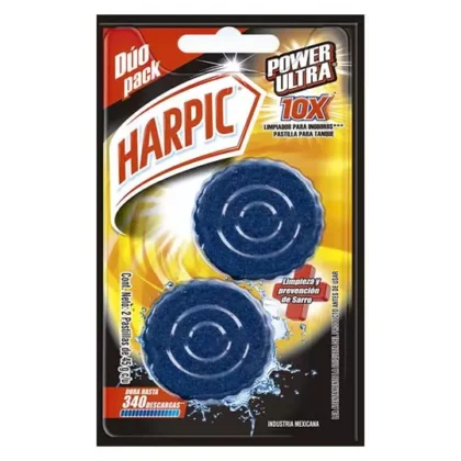 PASTILLA AZUL HARPIC PACK PAQUETE CON 2 PASTILLAS DE 45 GM CADA UNA