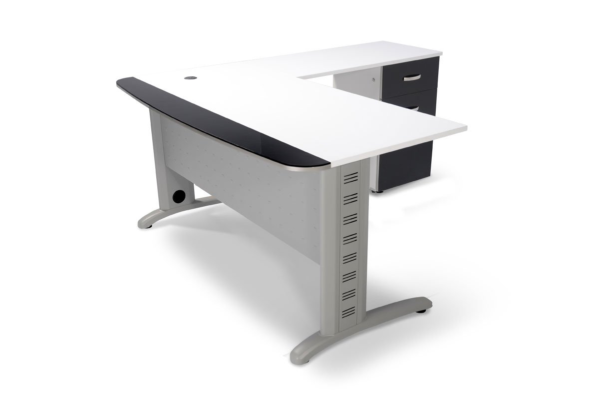 ESCRITORIO DELTA CON LATERAL 160CM Y CAJONERA