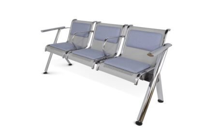 BANCA STEEL TAPIZADA 3 PLAZAS CON BRAZOS