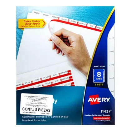 SEPARADOR AVERY CON 8 S/N CON P BLANCO