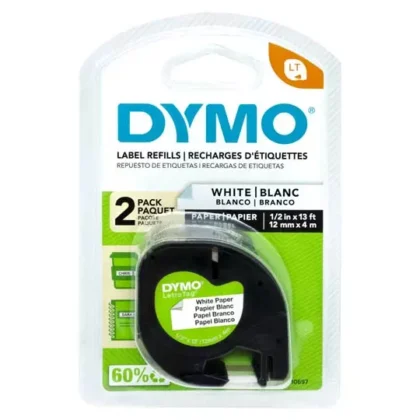 CINTA DYMO 12MMX4MT 10697 NEGRO/BLANCO