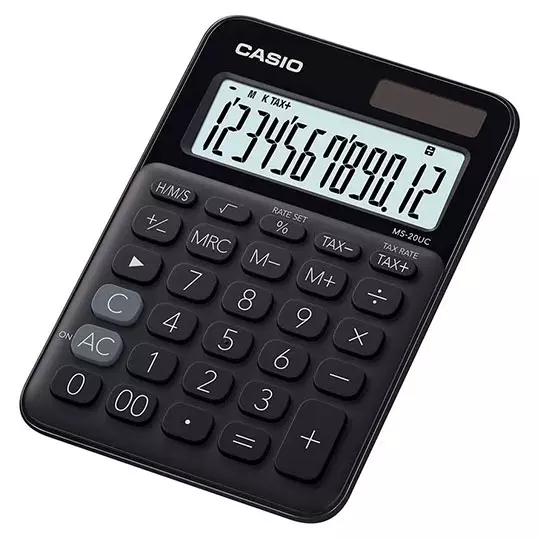 CALCULADORA CASIO MS20UC 12 DIG NEGRO