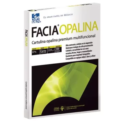 CARTULINA OPALINA FACIA 225G TAMAÑO CARTA BLANCA