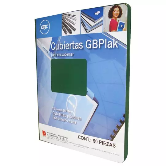PASTA PARA ENGARGOLADOLAR GBC TAMAÑO CARTA VERDE B