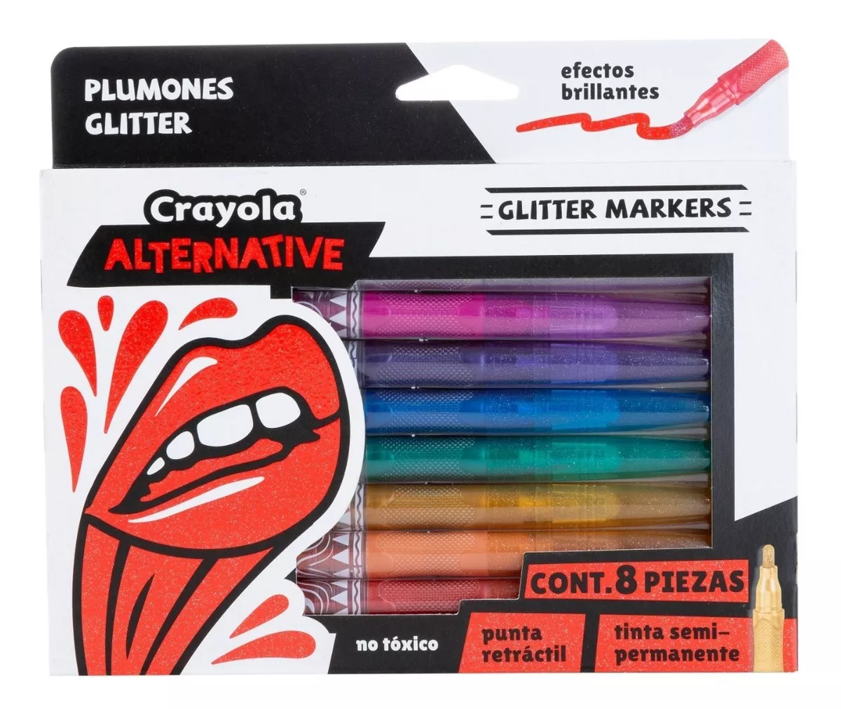 PLUMONES GLITTER CRAYOLA ALTERNATIVE CON 8