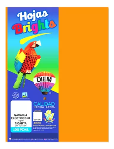 PAPEL BOND DIEM BRILL TAMAÑO CARTA NARANJA ELÉCTRICO 07
