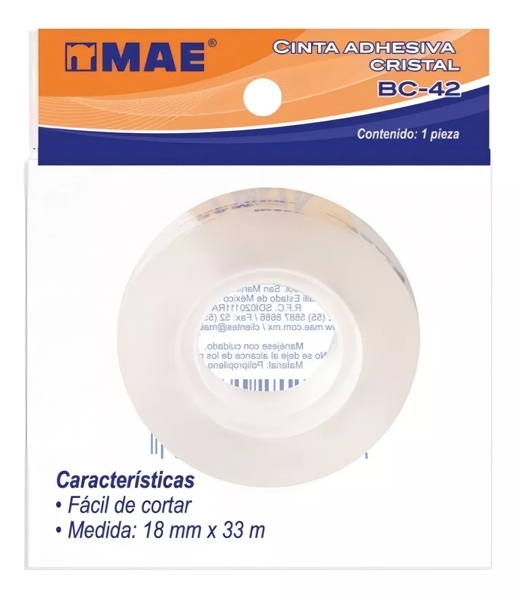 CINTA ADHESIVA MAE CRISTAL 18MMX33MT