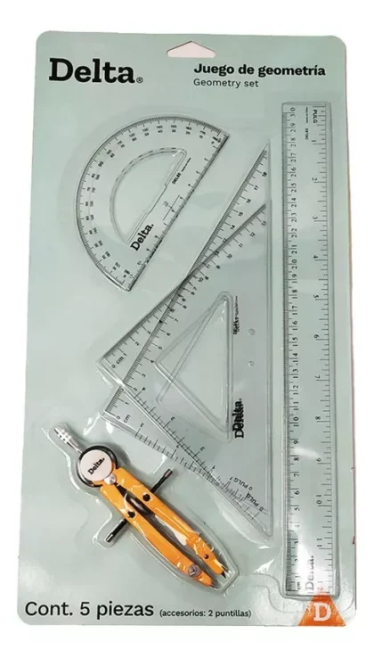 JUEGO DE GEOMÉTRICO DELTA BARRILITO DEL65 CON COMPAS PRECISIÓN