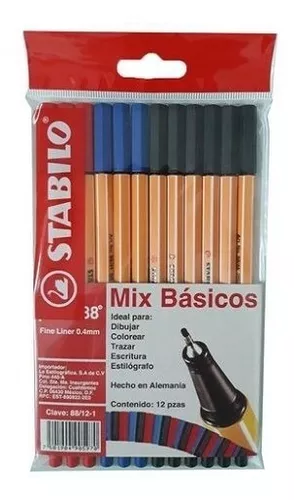 ROTULADOR STABILO POINT 88 MIX BASICOS, ESTUCHE CON 12 PIEZAS