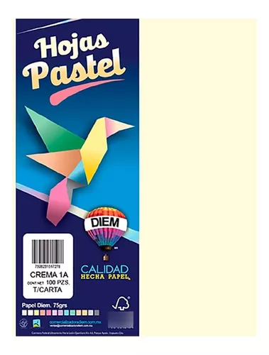 PAPEL BOND DIEM PASTEL TAMAÑO CARTA CREMA 1A