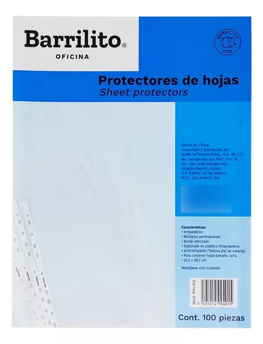 PROTECTOR HOJAS BARRILITO T/O C/100