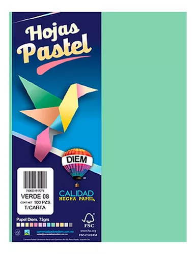 PAPEL BOND DIEM PASTEL TAMAÑO CARTA VERDE 08