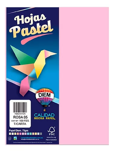PAPEL BOND DIEM PASTEL TAMAÑO CARTA ROSA 05